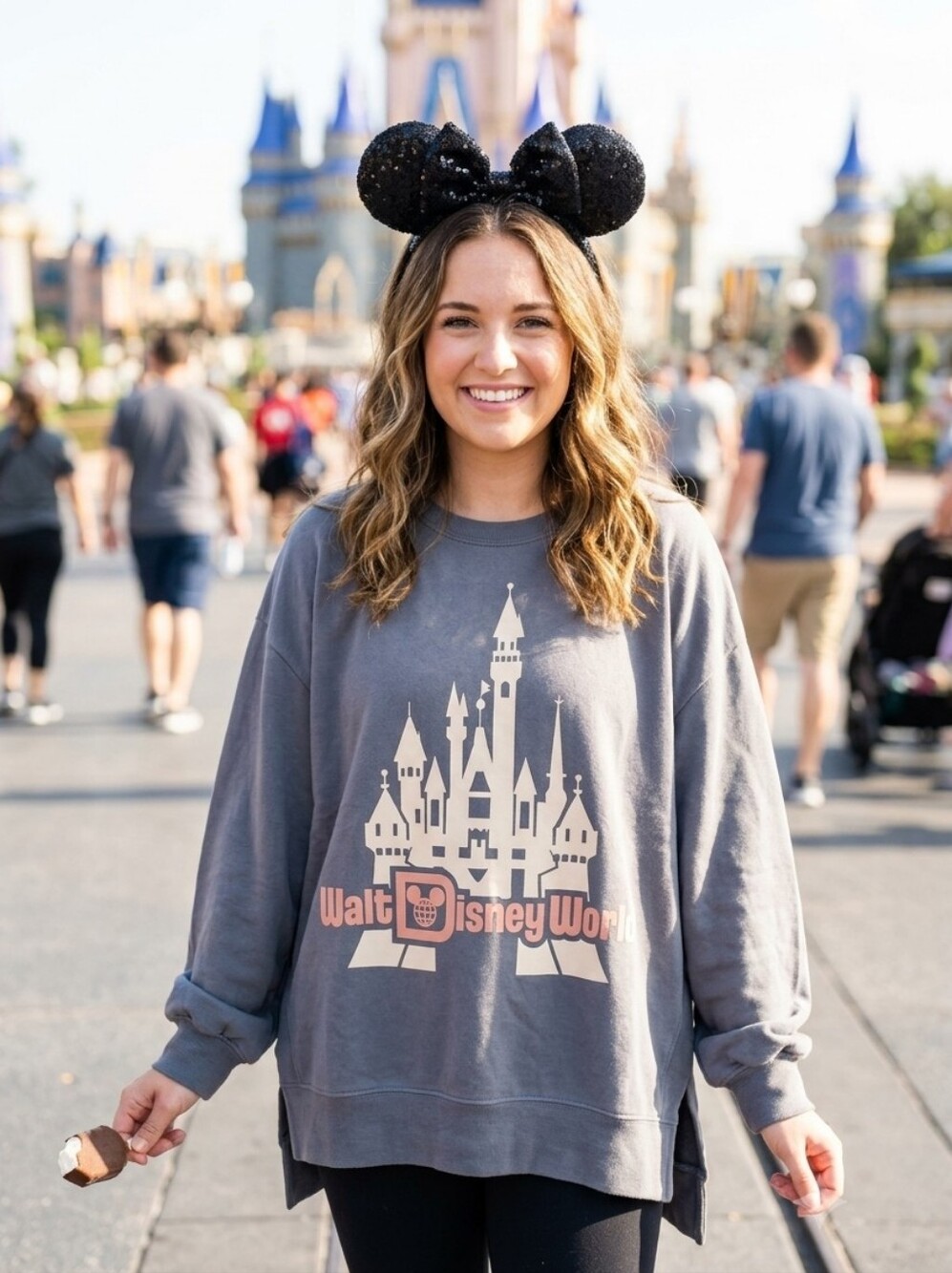 DISNEY Crewneck Sweatshirt Walt Disney World Castle Graphic Plus Size 1X